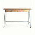 Mesa de escritório em madeira clara com estrutura metálica 120 x 60 x 75cm