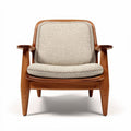 Cadeira de madeira com estofado em tecido bege e design moderno 80 x 80 x 80cm