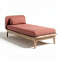 Cama de solteiro em madeira com estofado vermelho 200 x 100 x 40cm